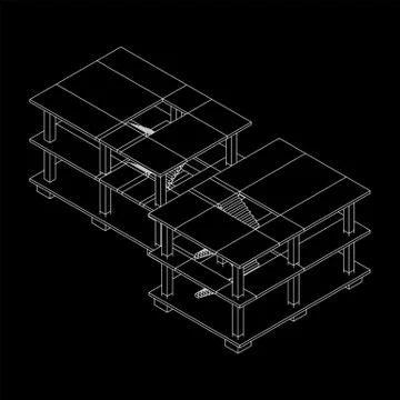 Building under construction wireframe Ilustración de archivo