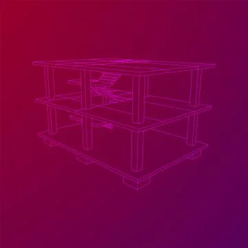 Building under construction wireframe Ilustración de archivo