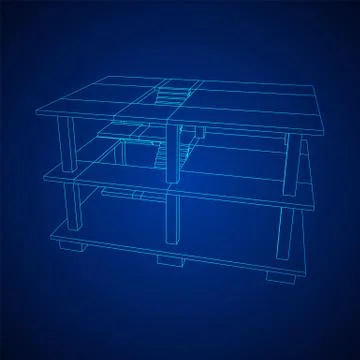 Building under construction wireframe Stock Illustration