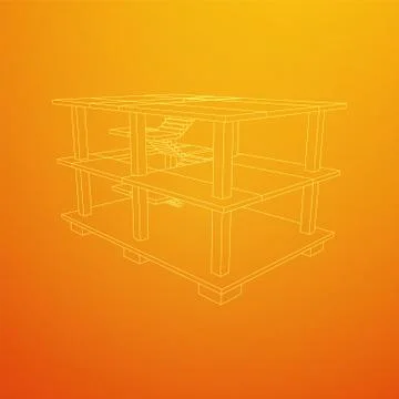 Building under construction wireframe Ilustración de archivo