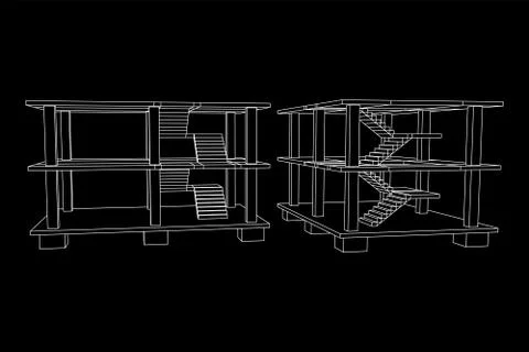Building under construction wireframe Ilustración de archivo