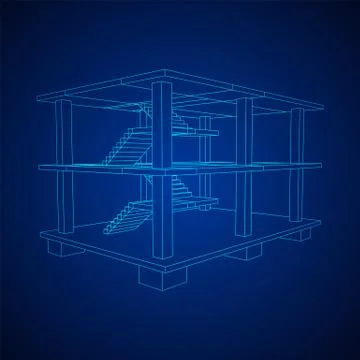 Building under construction wireframe Ilustración de archivo