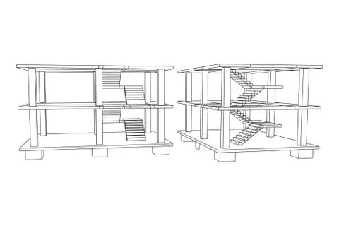Building under construction wireframe Ilustración de archivo
