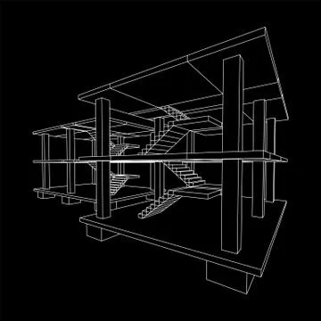 Building under construction wireframe Ilustración de archivo