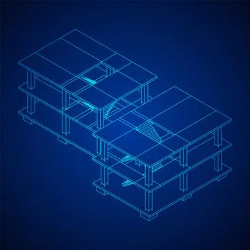 Building under construction wireframe Ilustración de archivo