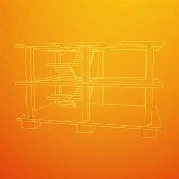 Building under construction wireframe Ilustración de archivo