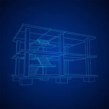 Building under construction wireframe Ilustración de archivo