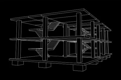 Building under construction wireframe Ilustración de archivo