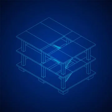 Building under construction wireframe Ilustración de archivo