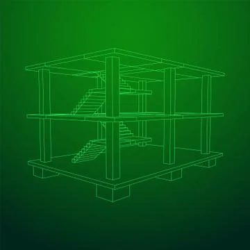 Building under construction wireframe Ilustración de archivo