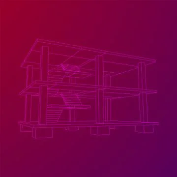 Building under construction wireframe Ilustración de archivo