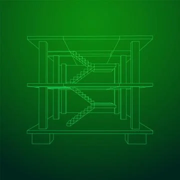 Building under construction wireframe Ilustración de archivo