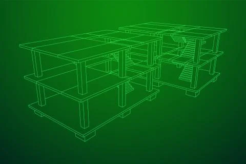 Building under construction wireframe Ilustración de archivo