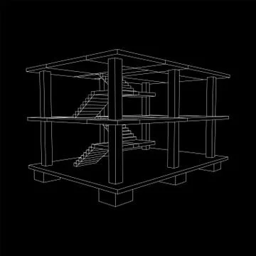 Building under construction wireframe Ilustración de archivo