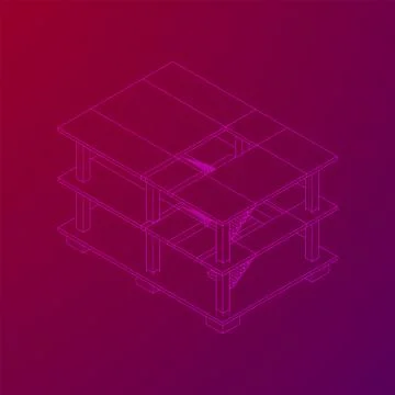 Building under construction wireframe Ilustración de archivo