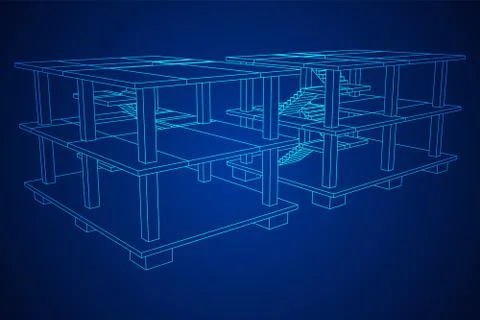 Building under construction wireframe Ilustración de archivo
