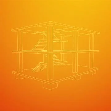 Building under construction wireframe Ilustración de archivo