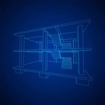 Building under construction wireframe Ilustración de archivo
