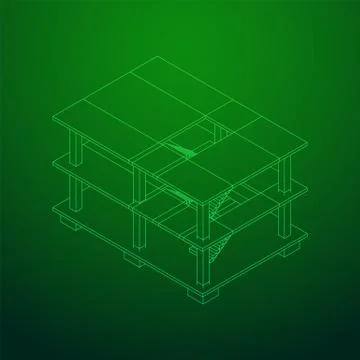Building under construction wireframe Ilustración de archivo