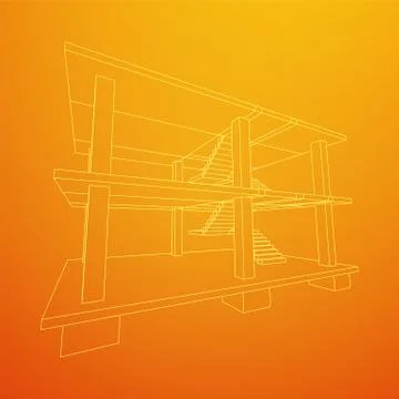 Building under construction wireframe Ilustración de archivo