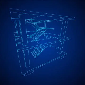 Building under construction wireframe Ilustración de archivo