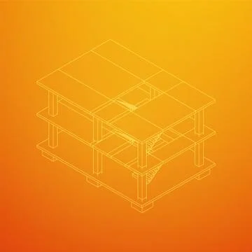 Building under construction wireframe Ilustración de archivo