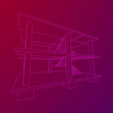 Building under construction wireframe Ilustración de archivo