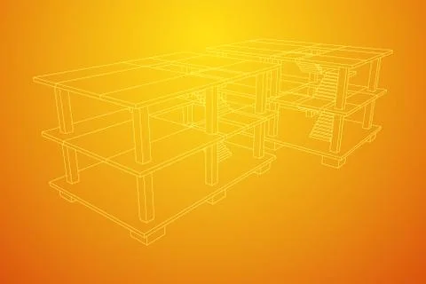 Building under construction wireframe Ilustración de archivo