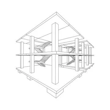Building under construction wireframe Ilustración de archivo