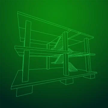 Building under construction wireframe Ilustración de archivo