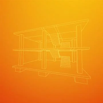Building under construction wireframe Ilustración de archivo