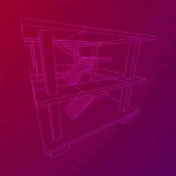 Building under construction wireframe Ilustración de archivo