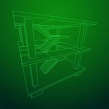 Building under construction wireframe Ilustración de archivo