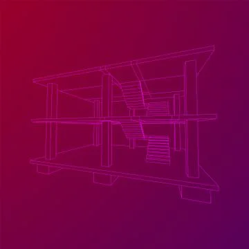 Building under construction wireframe Ilustración de archivo