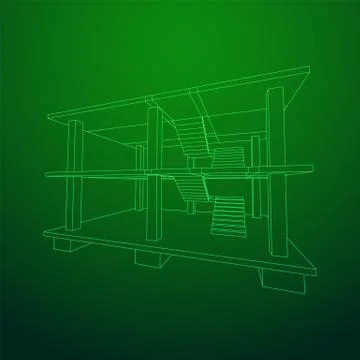 Building under construction wireframe Ilustración de archivo
