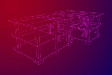 Building under construction wireframe Ilustración de archivo