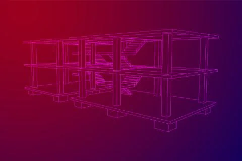 Building under construction wireframe Ilustración de archivo