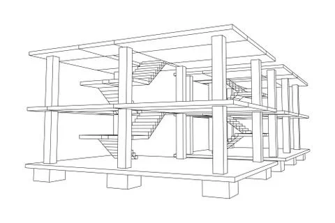 Building under construction wireframe Ilustración de archivo