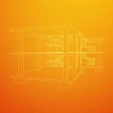 Building under construction wireframe Ilustración de archivo