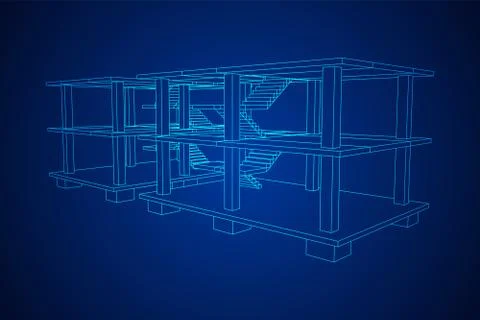 Building under construction wireframe Ilustración de archivo