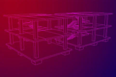 Building under construction wireframe Ilustración de archivo