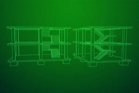 Building under construction wireframe Ilustración de archivo
