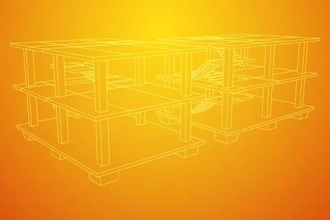 Building under construction wireframe Ilustración de archivo