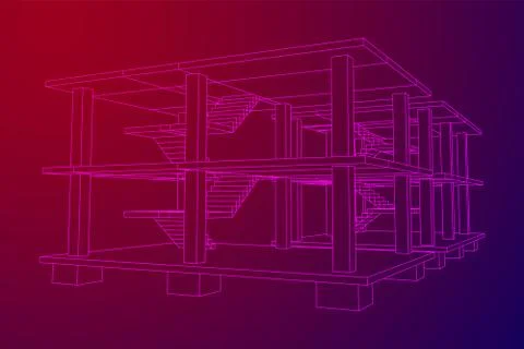 Building under construction wireframe Ilustración de archivo