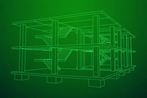 Building under construction wireframe Ilustración de archivo