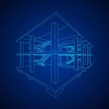 Building under construction wireframe Ilustración de archivo