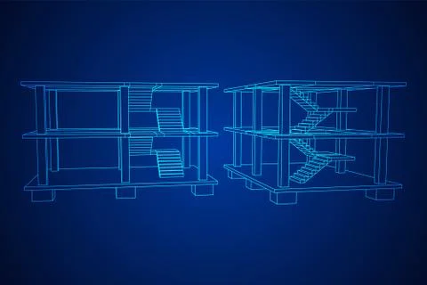 Building under construction wireframe Ilustración de archivo