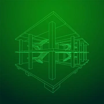 Building under construction wireframe Ilustración de archivo