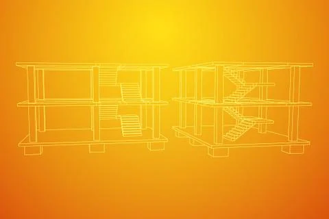 Building under construction wireframe Ilustración de archivo