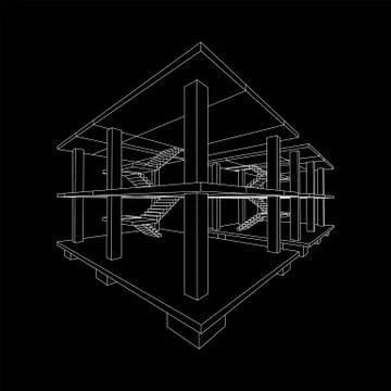 Building under construction wireframe Ilustración de archivo